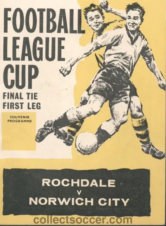 1962 League Cup Football Final First Leg Rochdale v Norwich City Programme - Collect Soccer