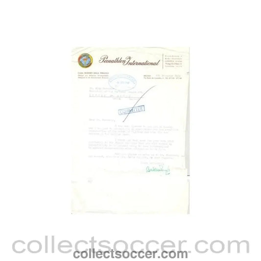 1962 - Letter from Panathlon International, originally signed, of 04/12/1962 to Alan Hardaker Secretary of The Football League - Collect Soccer