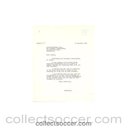1962 - Letter of The Football League of 12/11/1962 to the F.A. W. Winterbottom - Collect Soccer
