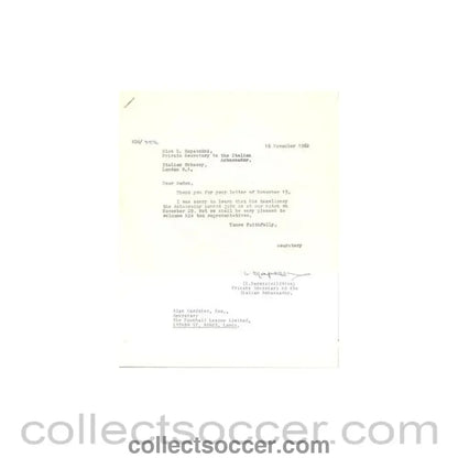 1962 - Letter of The Italian Embassy originally signed by the Secretary of 15/11/1962