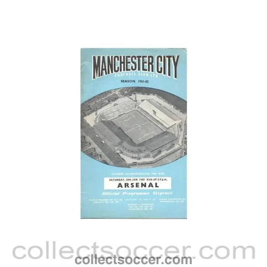 1962 - Manchester City v Arsenal official programme 20/01/1962 - Collect Soccer