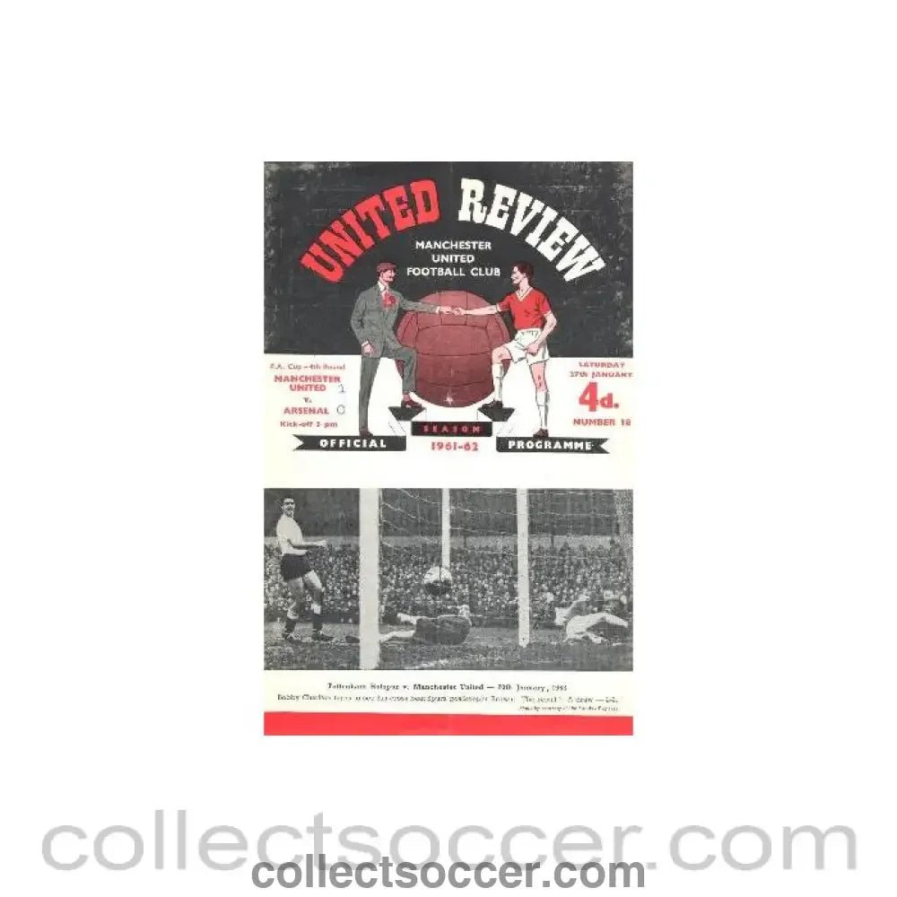 1962 - Manchester United v Arsenal official programme 27/01/1962 - Collect Soccer