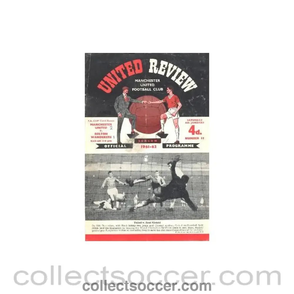 1962 - Manchester United v Bolton Wanderers official programme 06/01/1962 - Collect Soccer