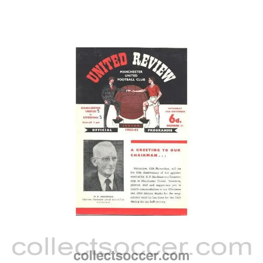 1962 - Manchester United v Liverpool official programme 10/11/1962 - Collect Soccer