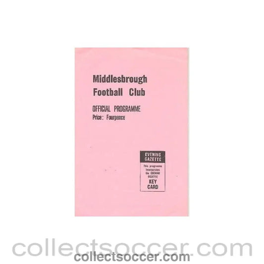 1962 - Middlesbrough v Luton Town official programme 27/10/1962 Football League, the pink issue - Collect Soccer