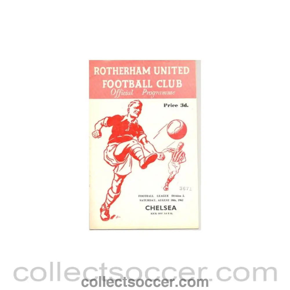 1962 - Rotherham United v Chelsea official programme 18/08/1962