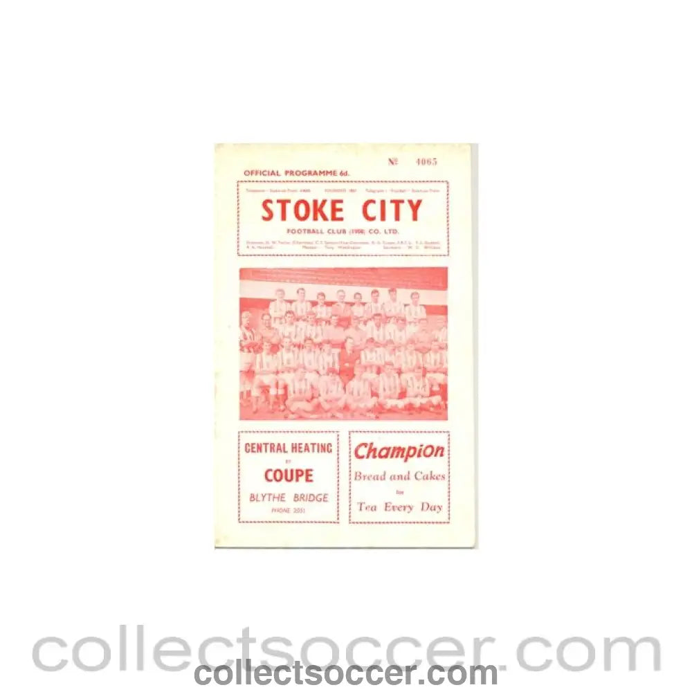 1962 - Stoke City v Chelsea official programe 01/09/1962