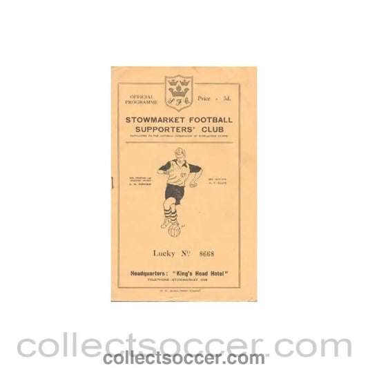 1962 - Stowmarket Town v Biggleswade Town official programme 24/11/1962 - Collect Soccer