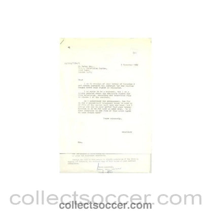 1962 - Two Letters from BBC TV Centre, originally signed by Jack Oaten and Peter Dimmock, of 02/11/1962 to FL - Collect Soccer