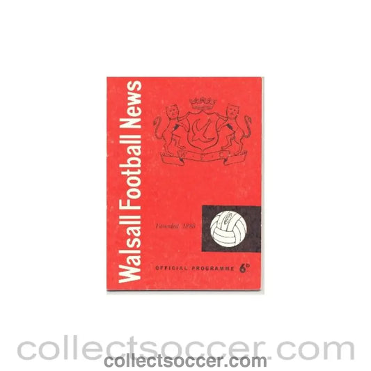 1962 - Walsall v Chelsea official programme 10/11/1962