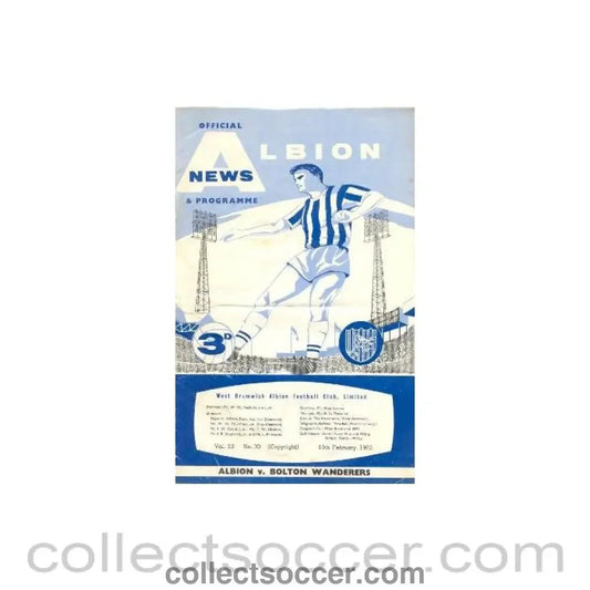 1962 - West Bromwich Albion v Bolton Wanderers official programme 10/02/1962 - Collect Soccer