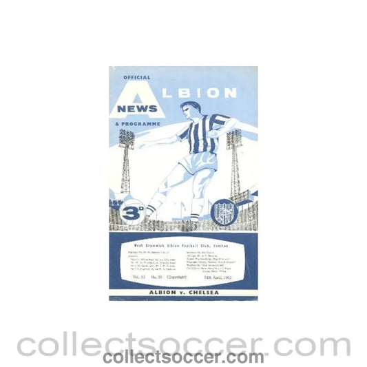 1962 - West Bromwich Albion v Chelsea official programme 14/04/1962