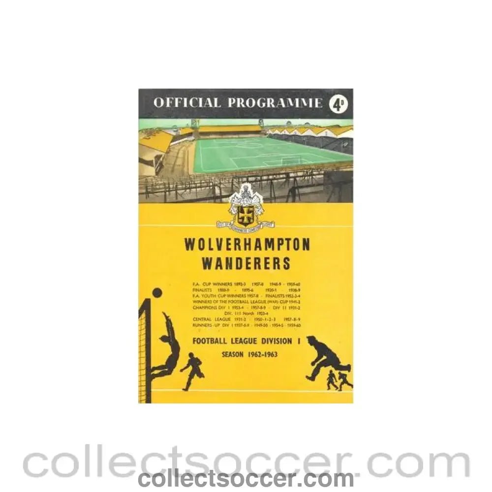 1962 - Wolverhampton Wanderers v Sheffield Wednesday official programme 03/11/1962 Football League - Collect Soccer