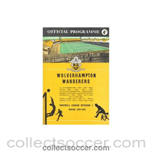 1962 - Wolverhampton Wanderers v Sheffield Wednesday official programme 03/11/1962 Football League - Collect Soccer
