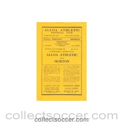 1963 - Alloa Athletic v Morton official programme 30/11/1963 - Collect Soccer