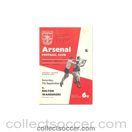 1963 - Arsenal v Bolton Wanderers official programme 07/09/1963