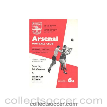 1963 - Arsenal v Ipswich Town official programme 05/10/1963