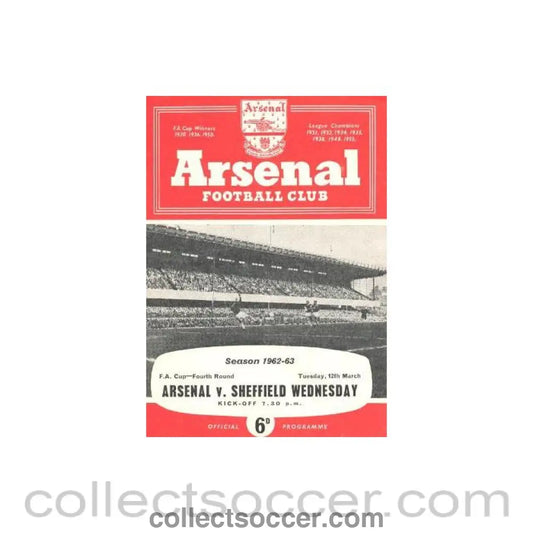1963 - Arsenal v Sheffield Wednesday official programme 12/03/1963