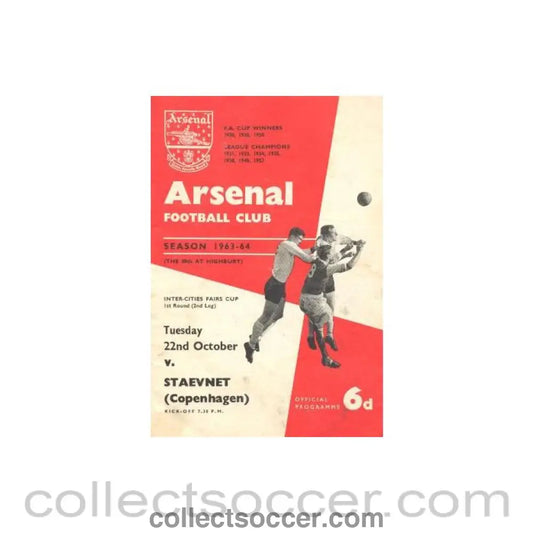 1963 - Arsenal v Staevnet Copenhagen official programme 22/10/1963
