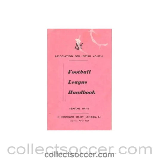 1963 - Association For Jewish Youth Football League Handbook 1963 - 1964 - Collect Soccer