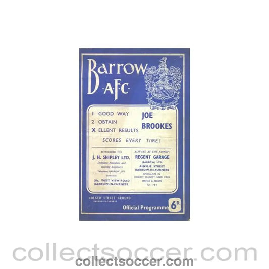 1963 - Barrow v Bradford official programme 23/11/1963