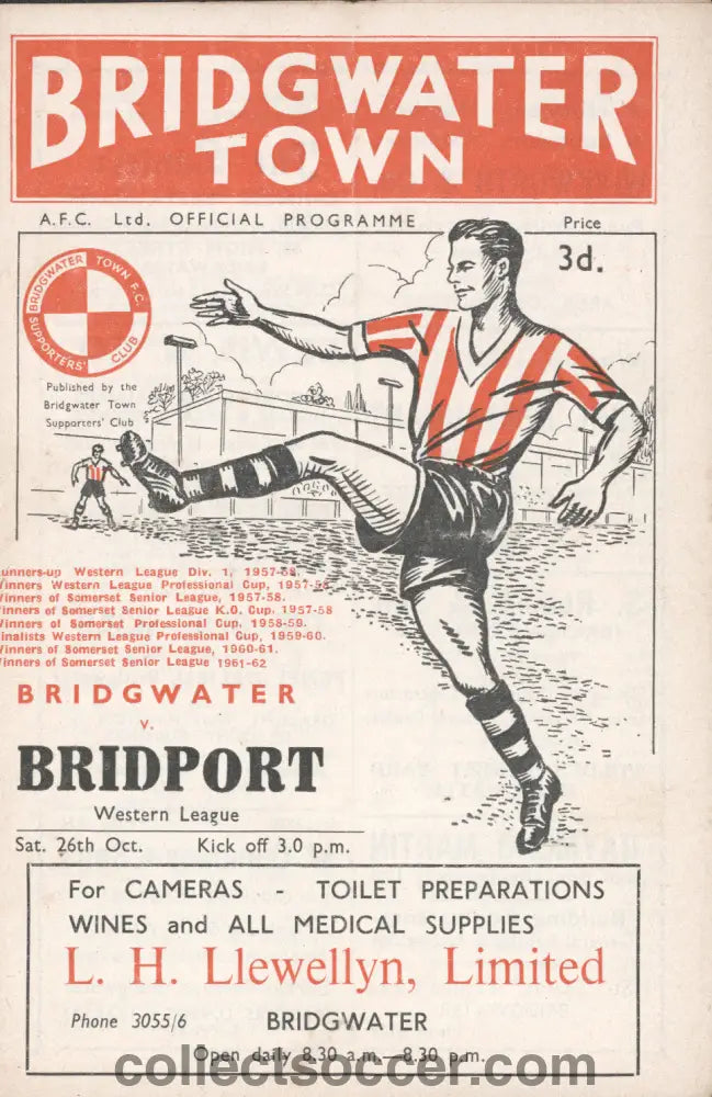 1963 Bridgwater Town v Bridport Official Progamme