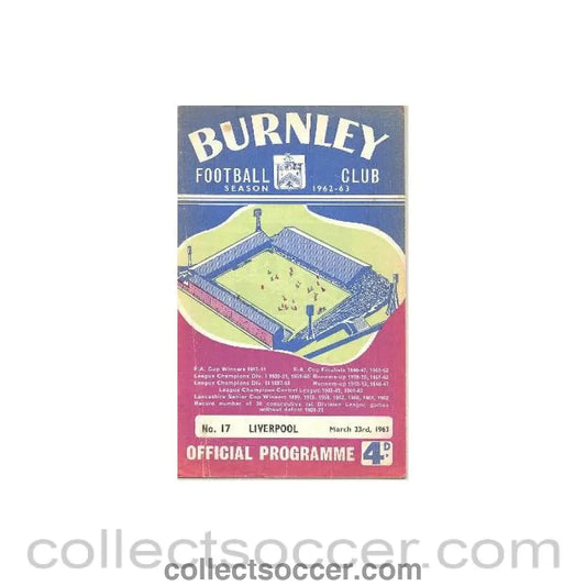 1963 - Burnley v Liverpool official programme 23/03/1963