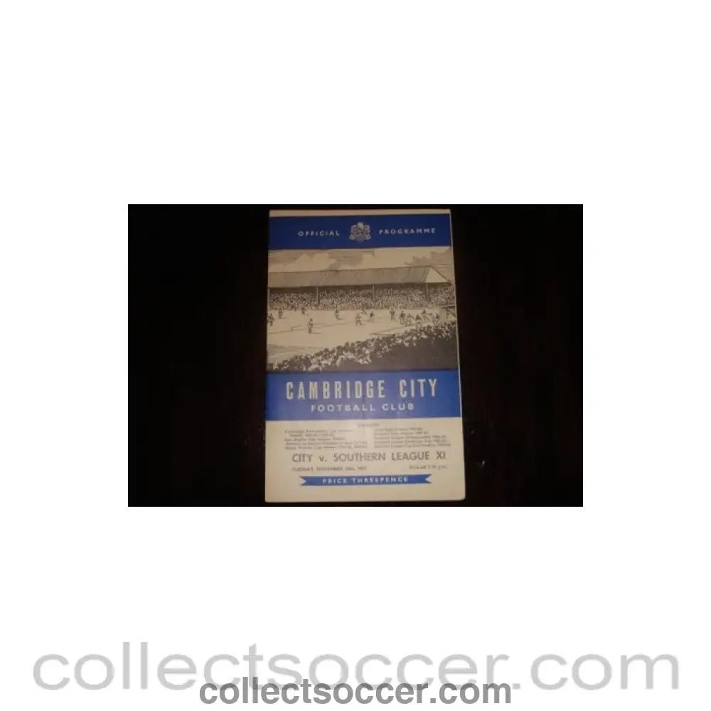1963 - Cambridge City v Southern League XI official programme 12/11/1963 Semi-Professional - Collect Soccer