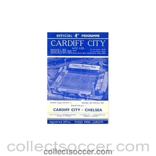 1963 - Cardiff City v Chelsea official programme 23/02/1963
