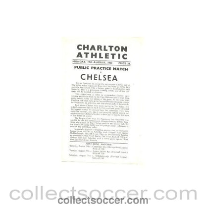 1963 - Charlton Athletic vChelsea official programme 19/08/1963 - Collect Soccer