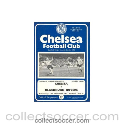 1963 - Chelsea v Blackburn Rovers official programme 11/09/1963 - Collect Soccer