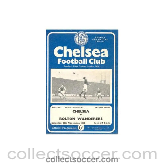 1963 - Chelsea v Bolton Wanderers official programme 30/11/1963