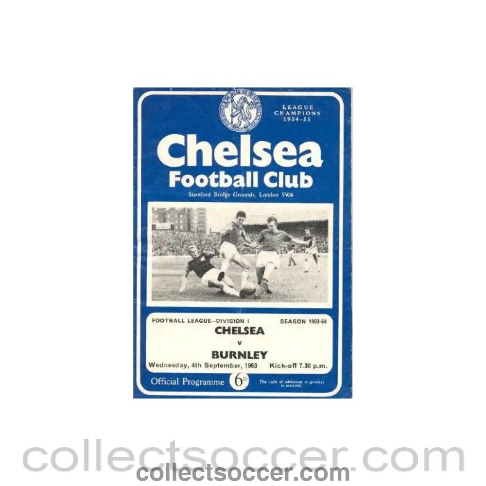 1963 - Chelsea v Burnley official programme 04/09/1963 - Collect Soccer