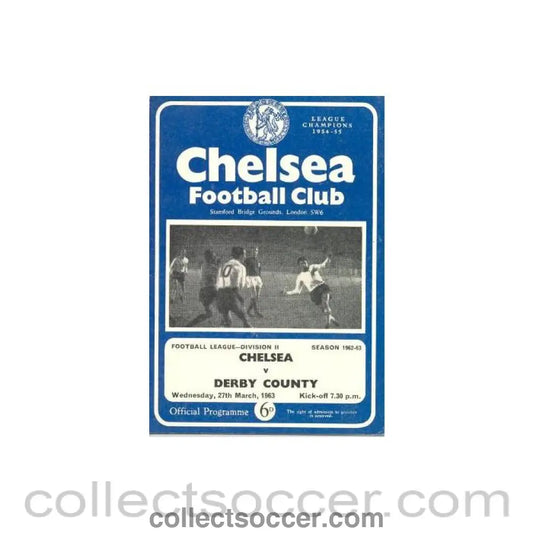 1963 - Chelsea v Derby County official programme 27/03/1963 League