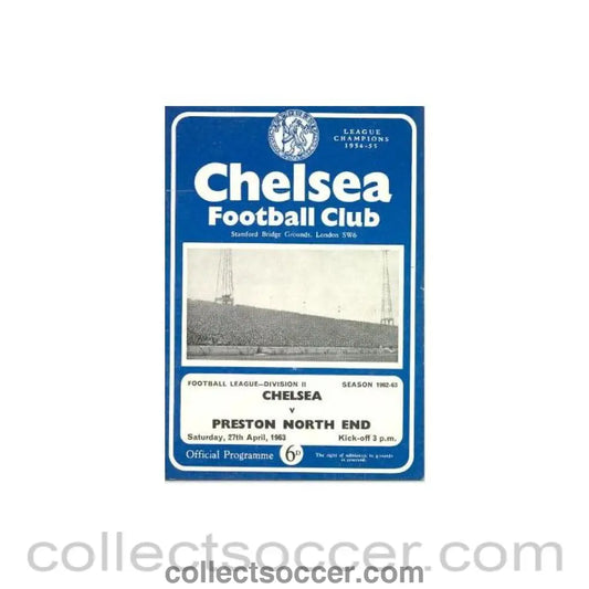 1963 - Chelsea v Preston North End official programme 27/04/1963