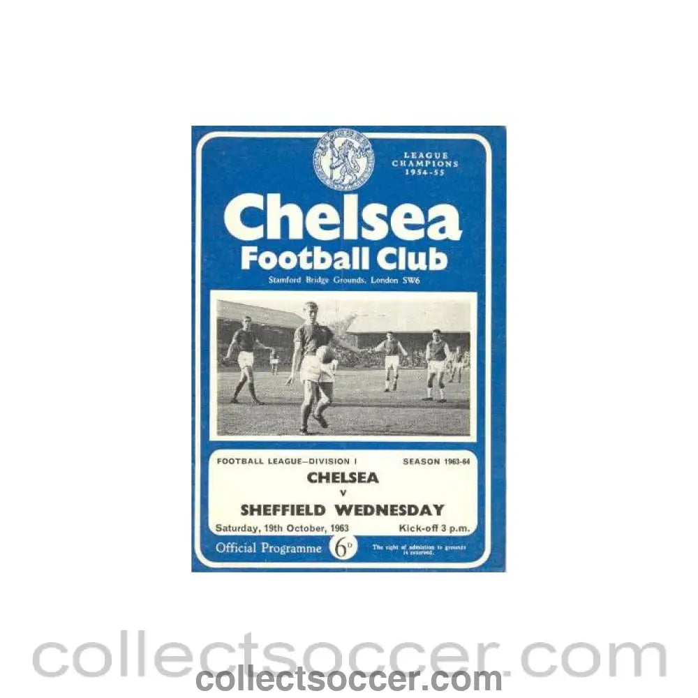 1963 - Chelsea v Sheffield Wednesday official programme 19/10/1963