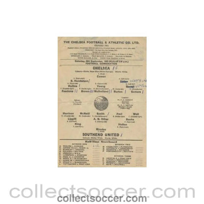 1963 - Chelsea v Southend United official programme 28/09/1963 - Collect Soccer