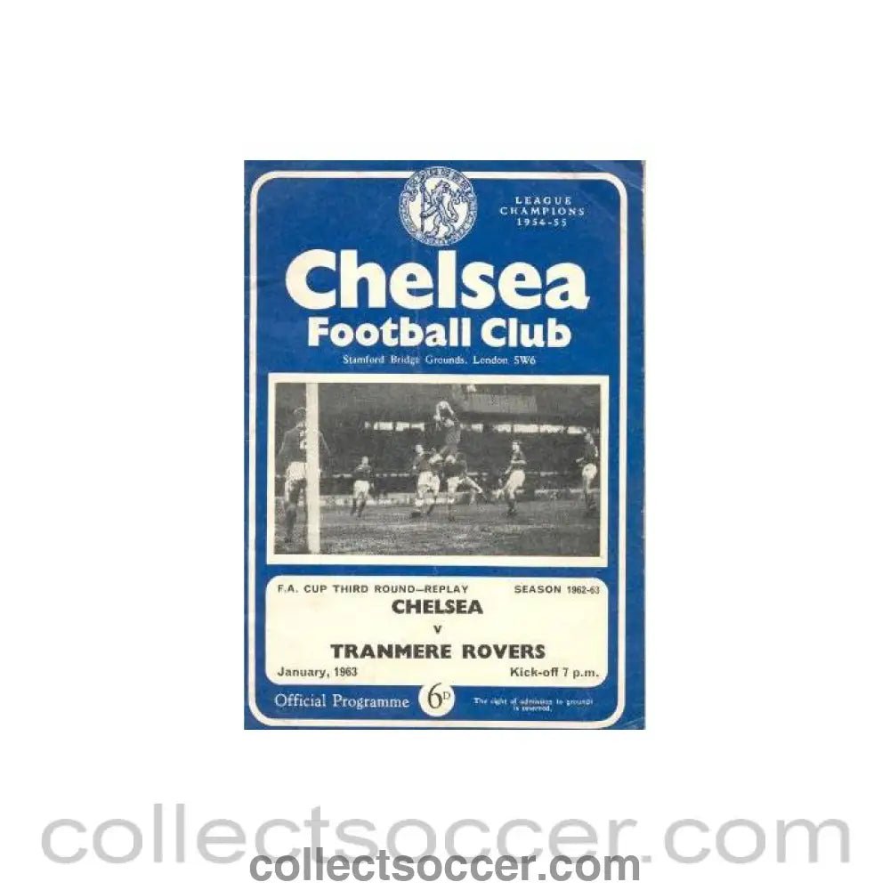 1963 - Chelsea v Tranmere Rovers replay official programme January 1963 - Collect Soccer