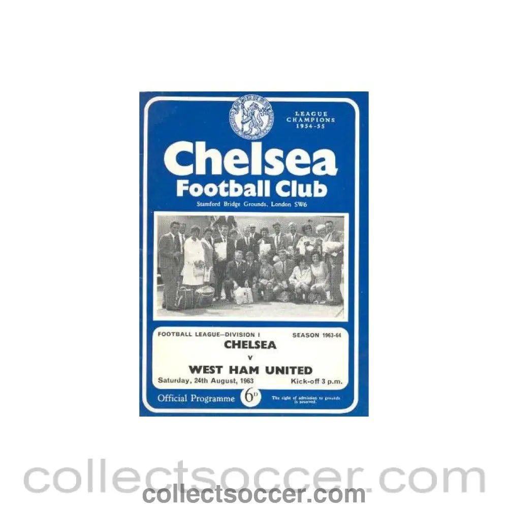1963 - Chelsea v West Ham United official programme 24/08/1963 - Collect Soccer