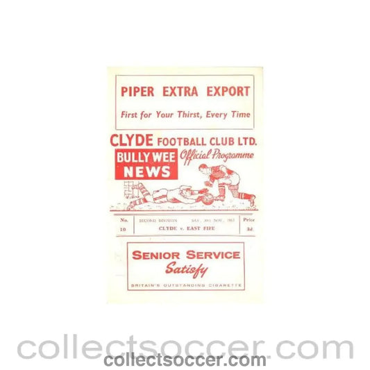 1963 - Clyde v East Fife official programme 30/11/1963 Scottish League - Collect Soccer