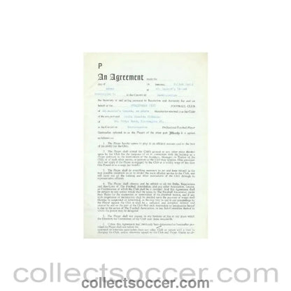 1963 - Contract For Hire of a Player between Birmingham City F.C. and Colin Charles Withers of 01/08/1963 - Collect Soccer