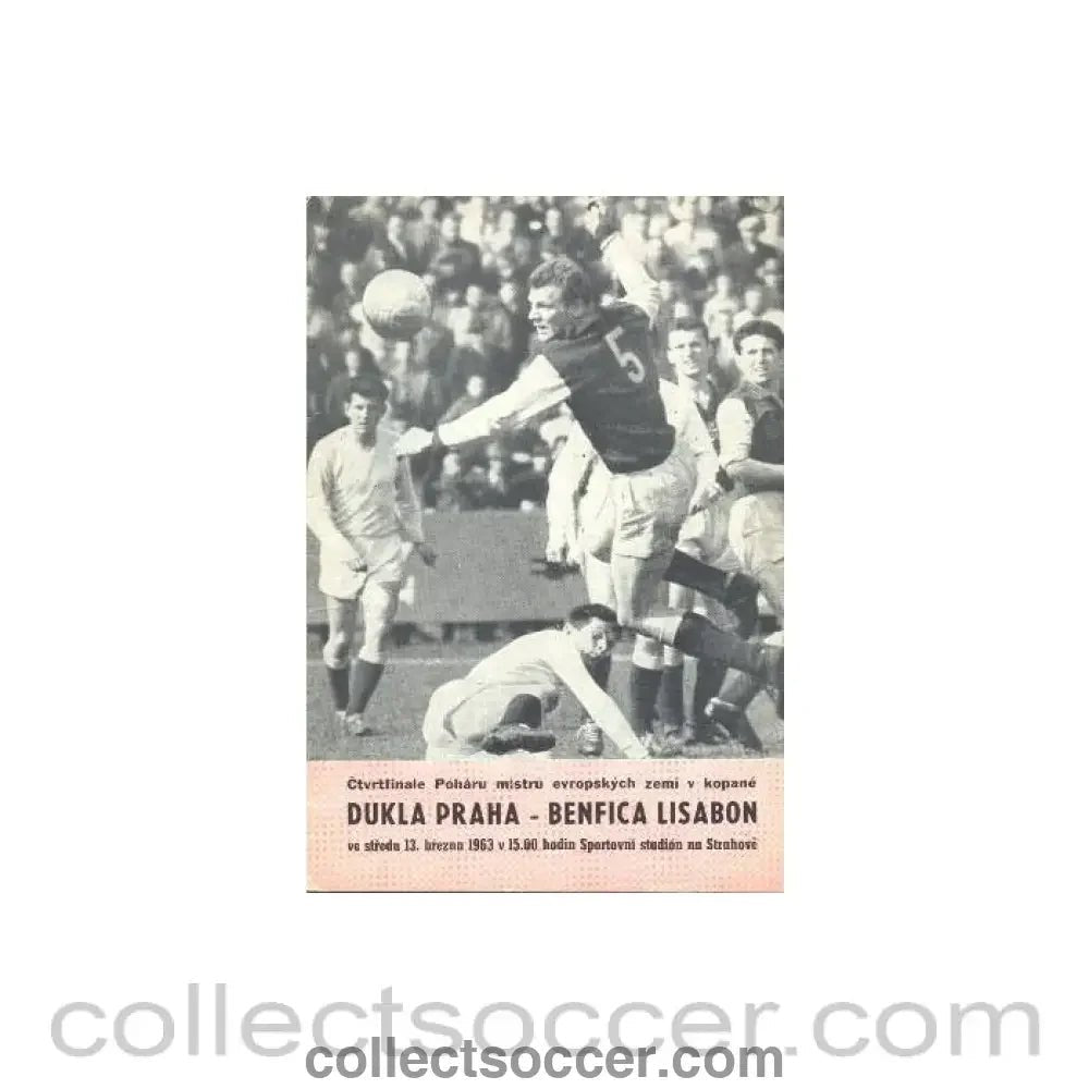 1963 Dukla, Prag v Benfica, Lisbon official programme 13/03/1963 - Collect Soccer