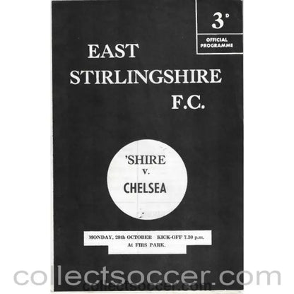 1963 - East Stirlingshire v Chelsea 28/10/1963 Official Football Programme - Collect Soccer