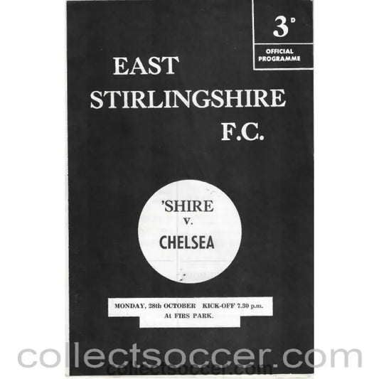 1963 - East Stirlingshire v Chelsea 28/10/1963 Official Football Programme - Collect Soccer