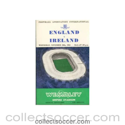 1963 England V Ireland Programme 20/11/1963 - Collect Soccer