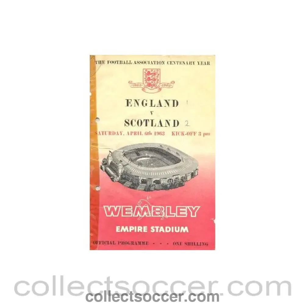 1963 England v Scotland official programme 06/04/1963 taped and hole-punched