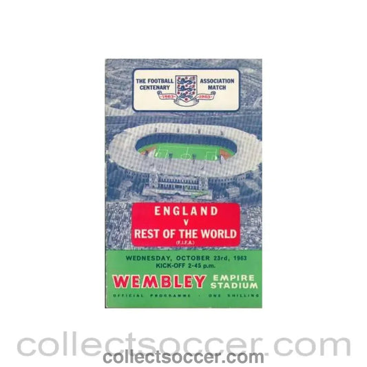 1963 England V The Rest Of The World Programme 23/10/1963 - Collect Soccer