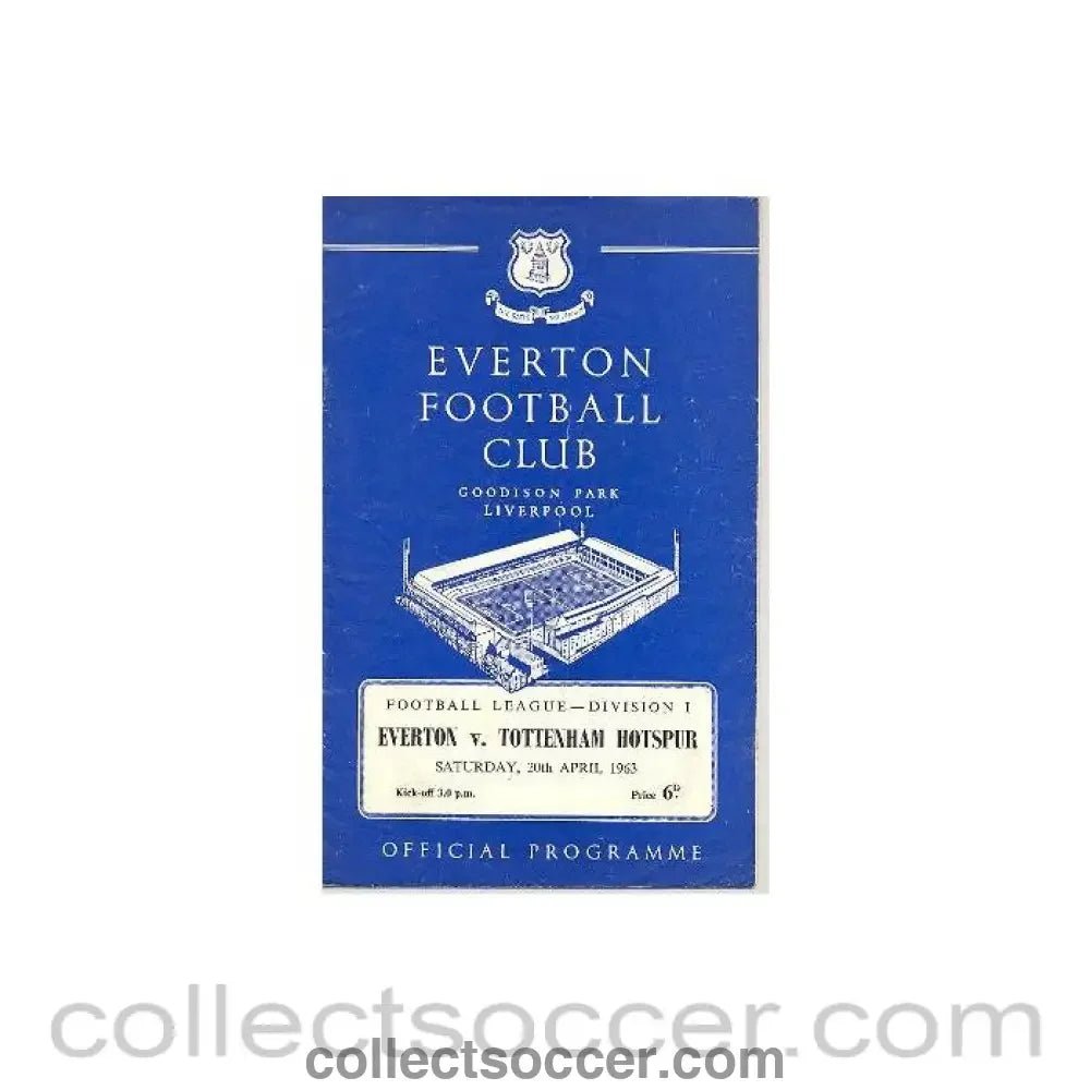 1963 - Everton v Tottenham Hotspur official programme 20/04/1963 - Collect Soccer