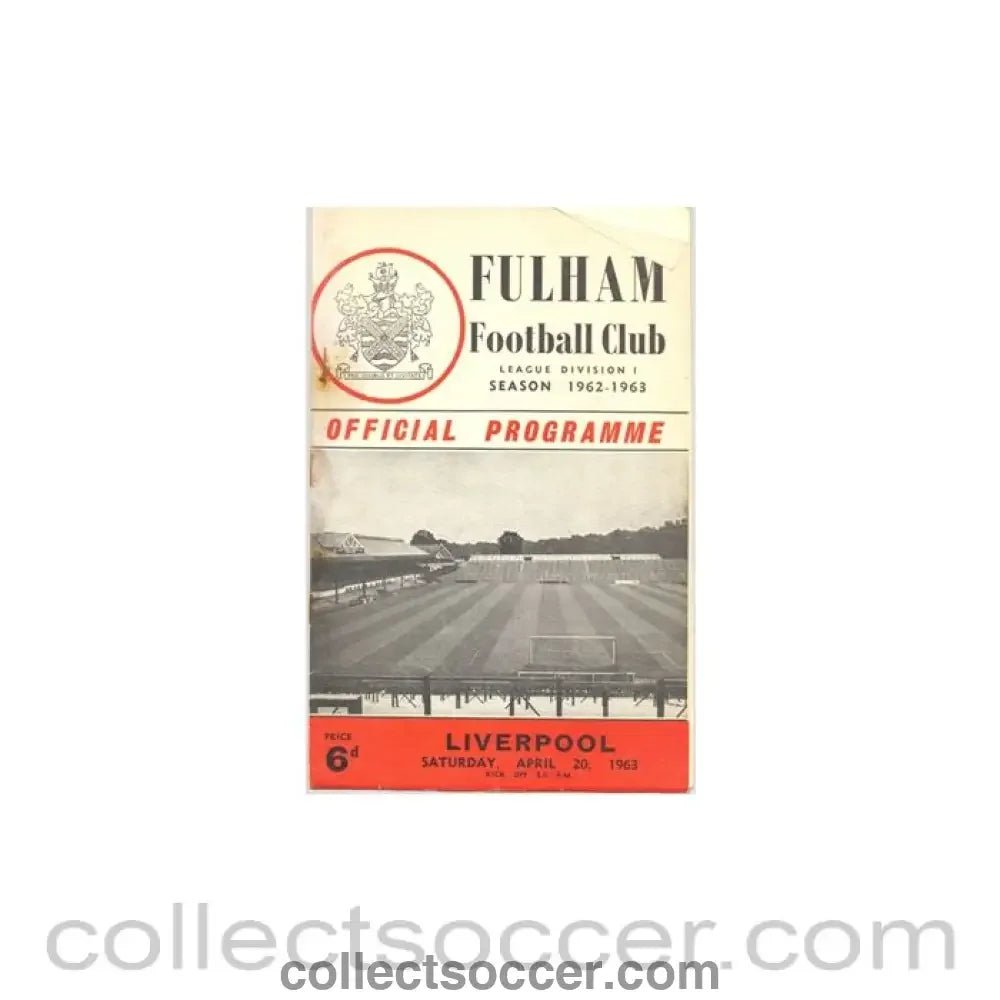 1963 - Fulham v Liverpool official programme 20/04/1963 - Collect Soccer