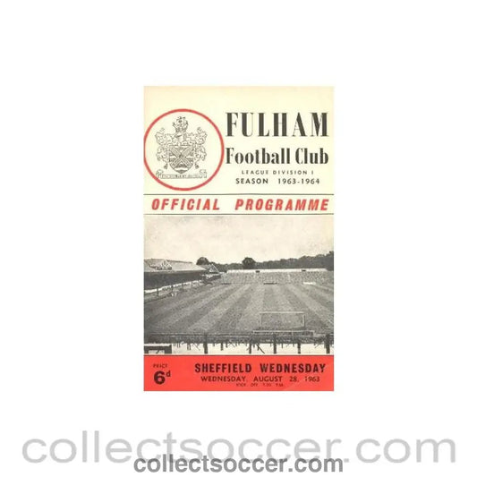 1963 - Fulham v Sheffield Wednesday official programme 28/08/1963 - Collect Soccer